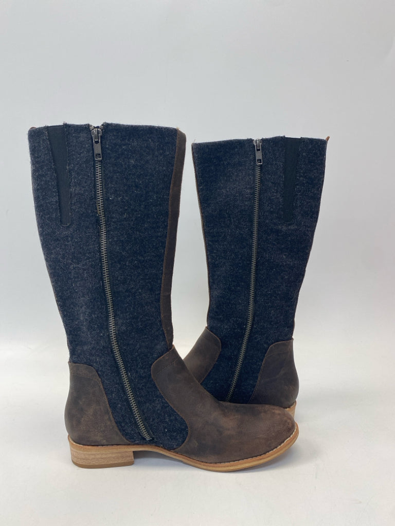 NWOT  Size 8 Brown/Black Side Zipper Wool Boots