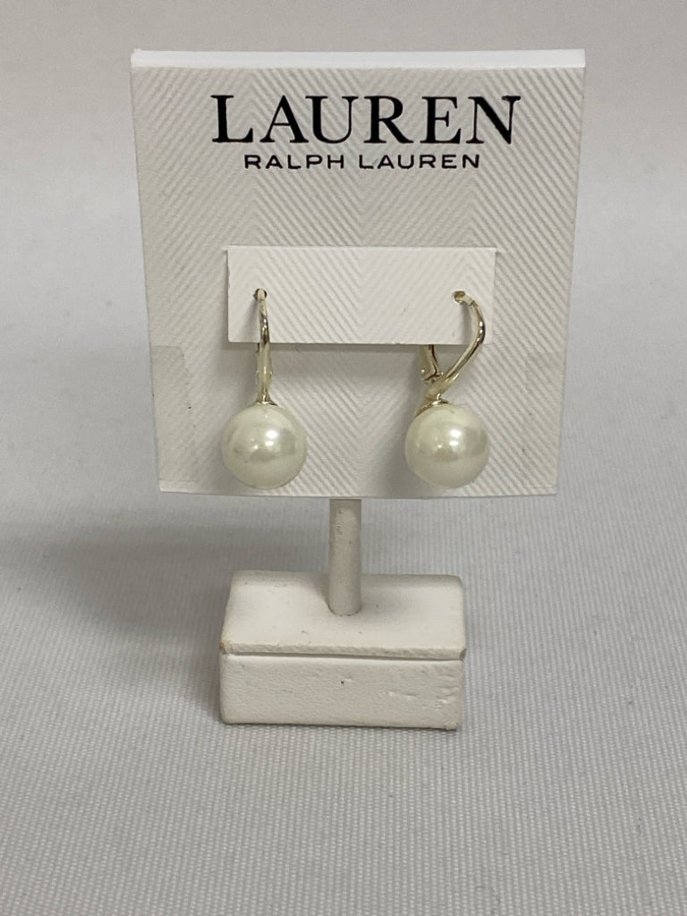 NEW/BOX Ralph Lauren Pearl Color Silver Color Earrings