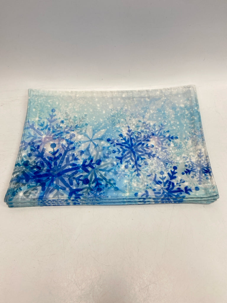 Blue Turquoise Snowflakes Placemats