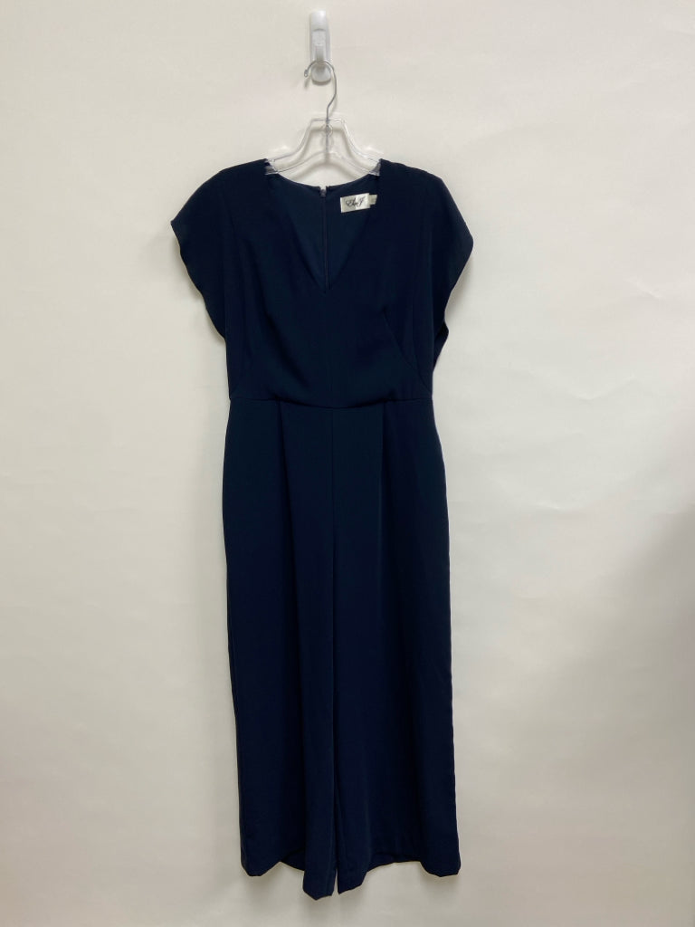 Eliza J Size 6 Navy Ruffles Wide Leg Ladies Jumpsuit
