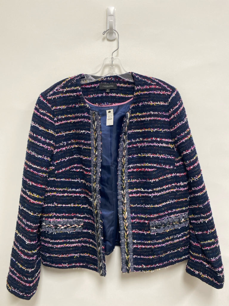 NWT Talbots Size 16 Navy Pink/Multi Woven Plus Size Jacket