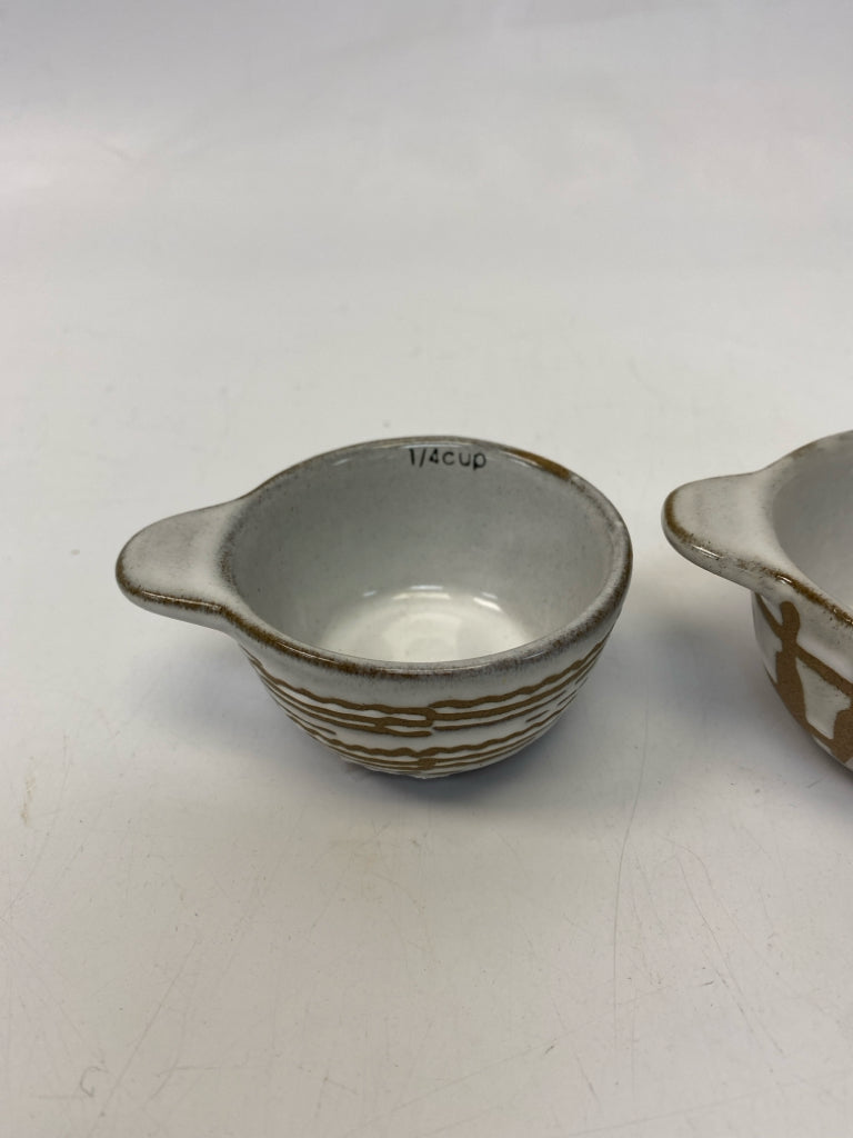 Tan Brown Pottery Measuring Cups