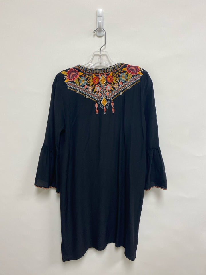 JOHNNY WAS Size S Black Red/Yellow Embroidered Silk Ladies Dress