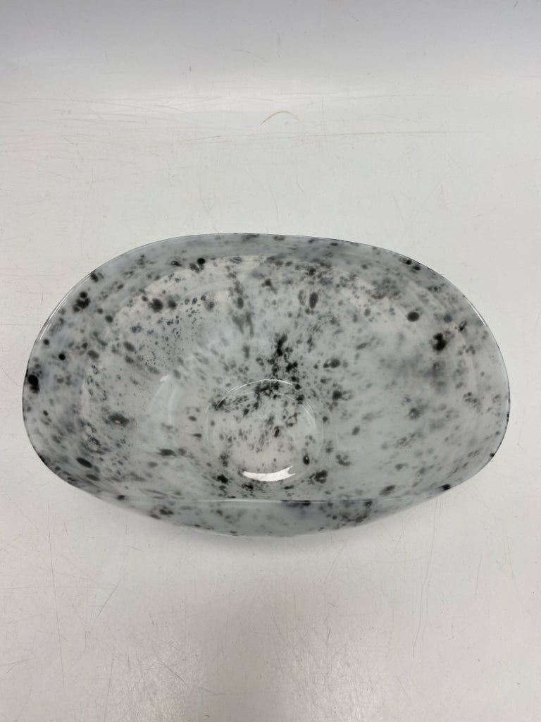 White Black Mottled Glass Decorative Bowl
