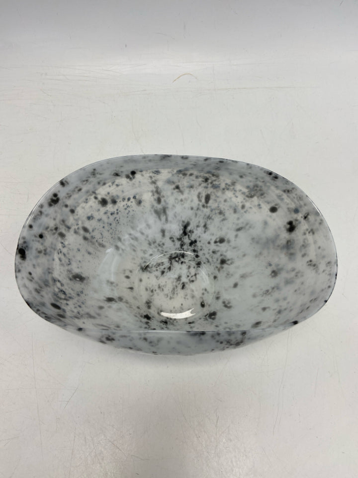White Black Mottled Glass Decorative Bowl
