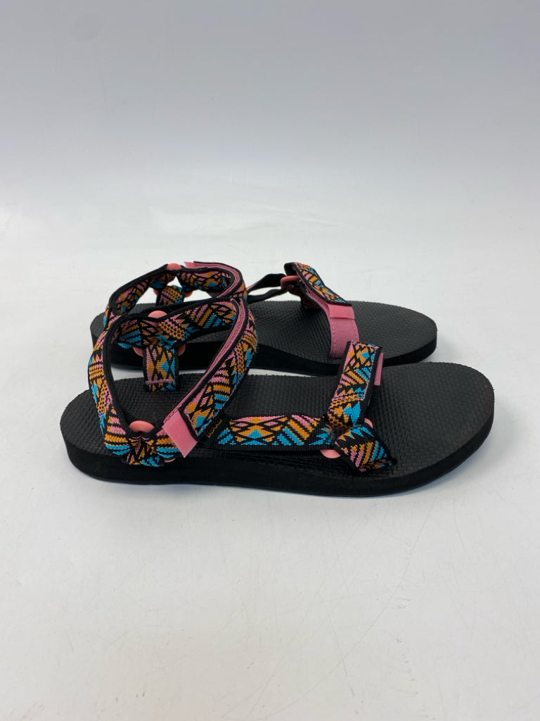 Teva  Size 8 Black Orange/Multi Sandals