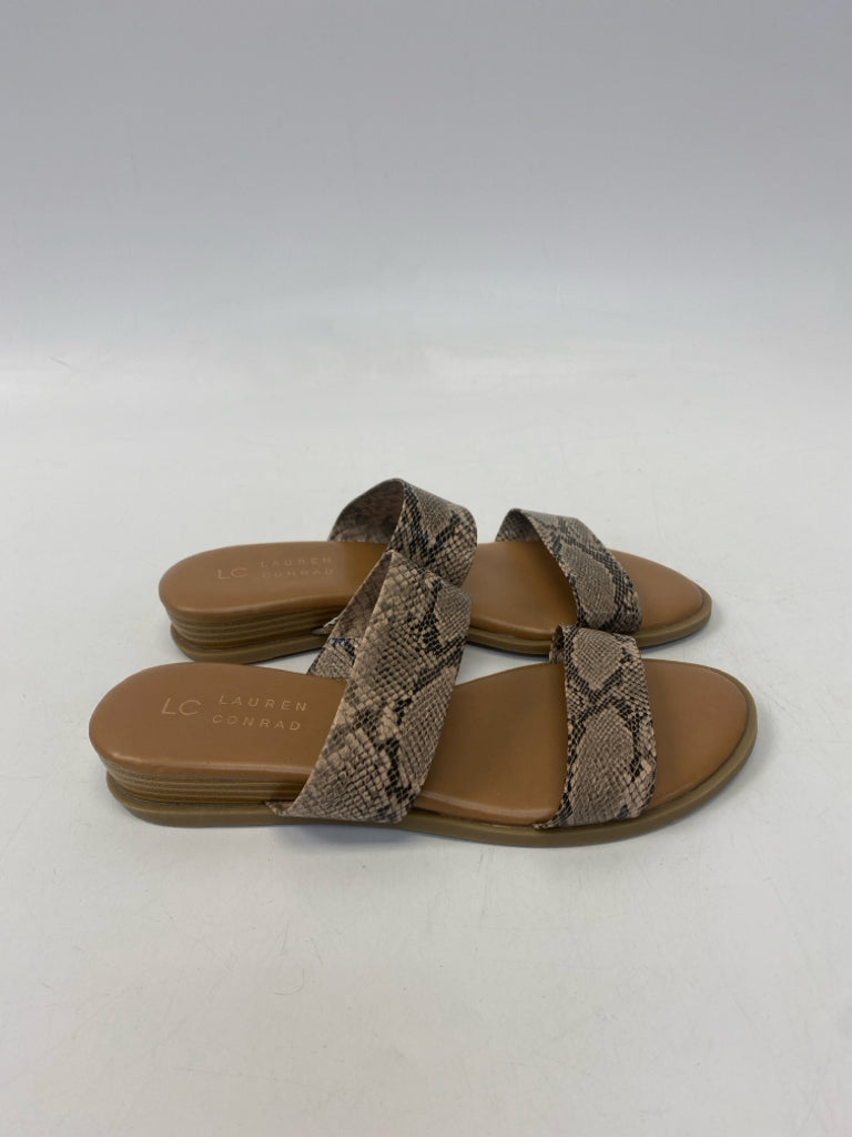NWOT Lauren Conrad  Size 6.5 Tan Black Snakeprint Sandals