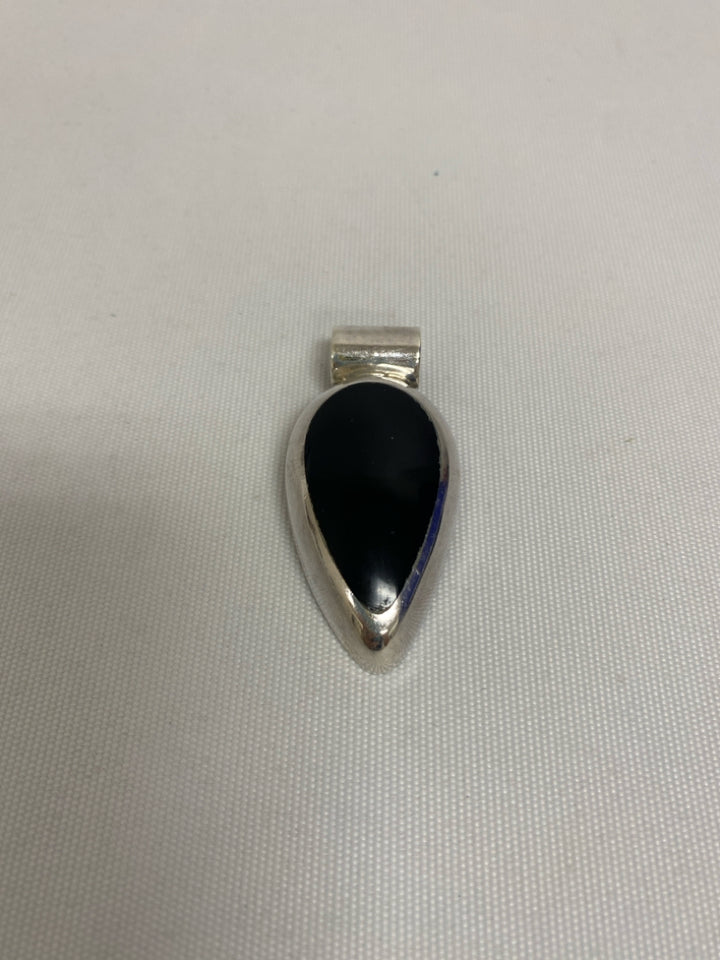 Black Silver Teardrop Pendant