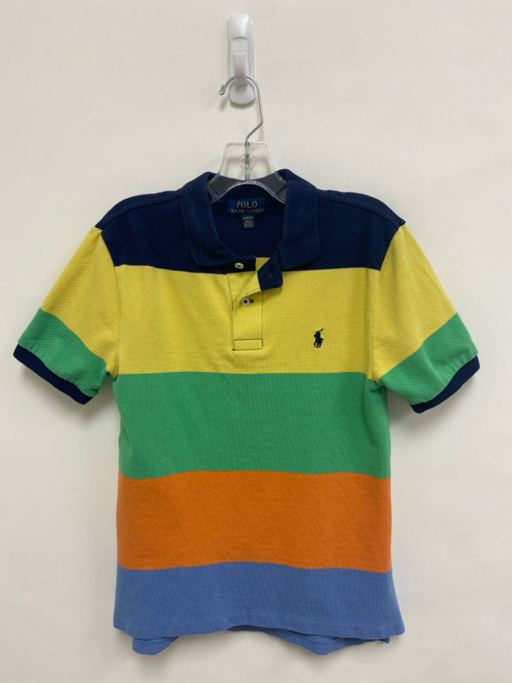 Polo SIZE 10/12 Navy Yellow/Green Stripe Polo Boy&