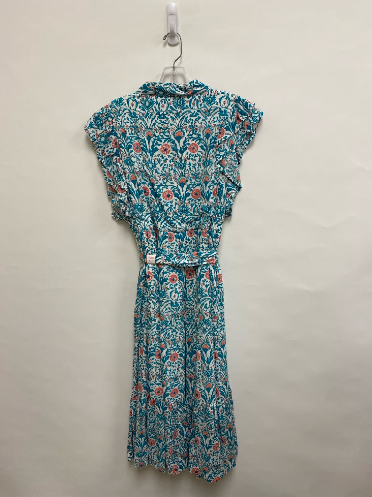 Crown &amp; Ivy Size XL White/Pink Turquoise Ruffles Ladies Dress
