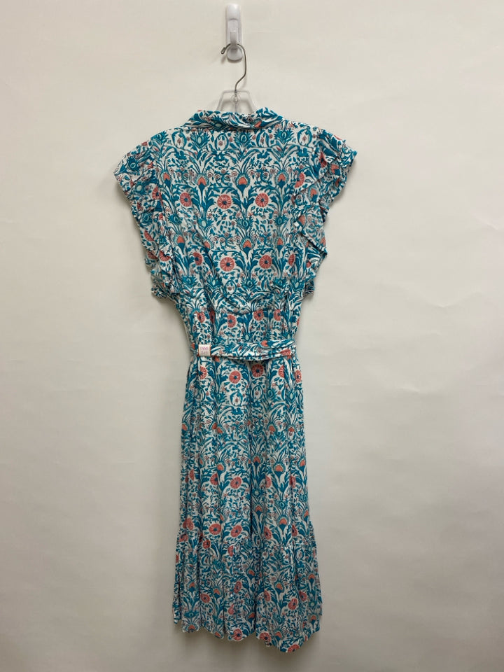 Crown &amp; Ivy Size XL White/Pink Turquoise Ruffles Ladies Dress
