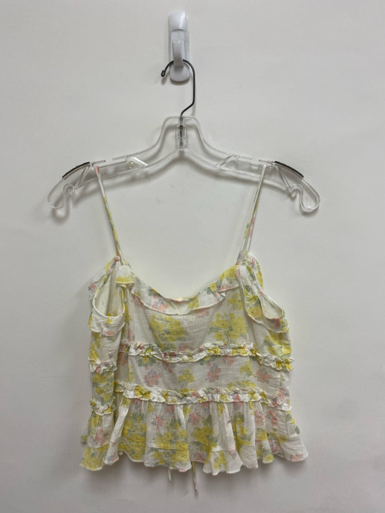 NWT LoveShackFancy Size S Cream Pink/Yellow Flowers Tank Ladies Top