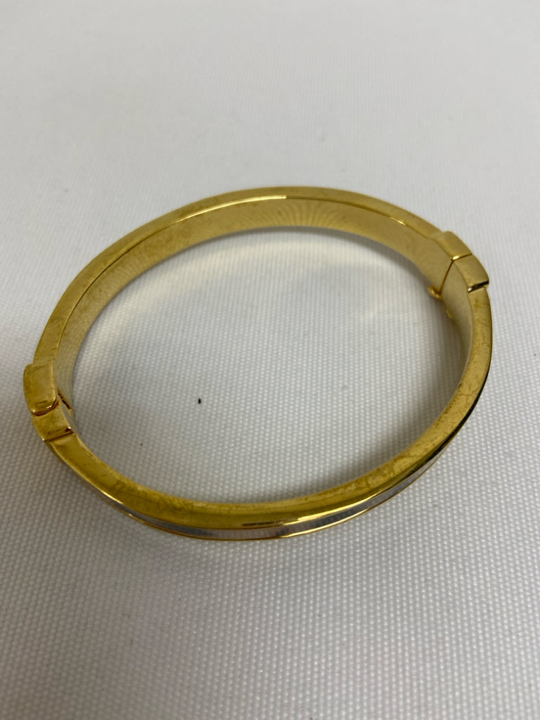 Talbots Cream/Brown Gold Color Inlay Bracelet