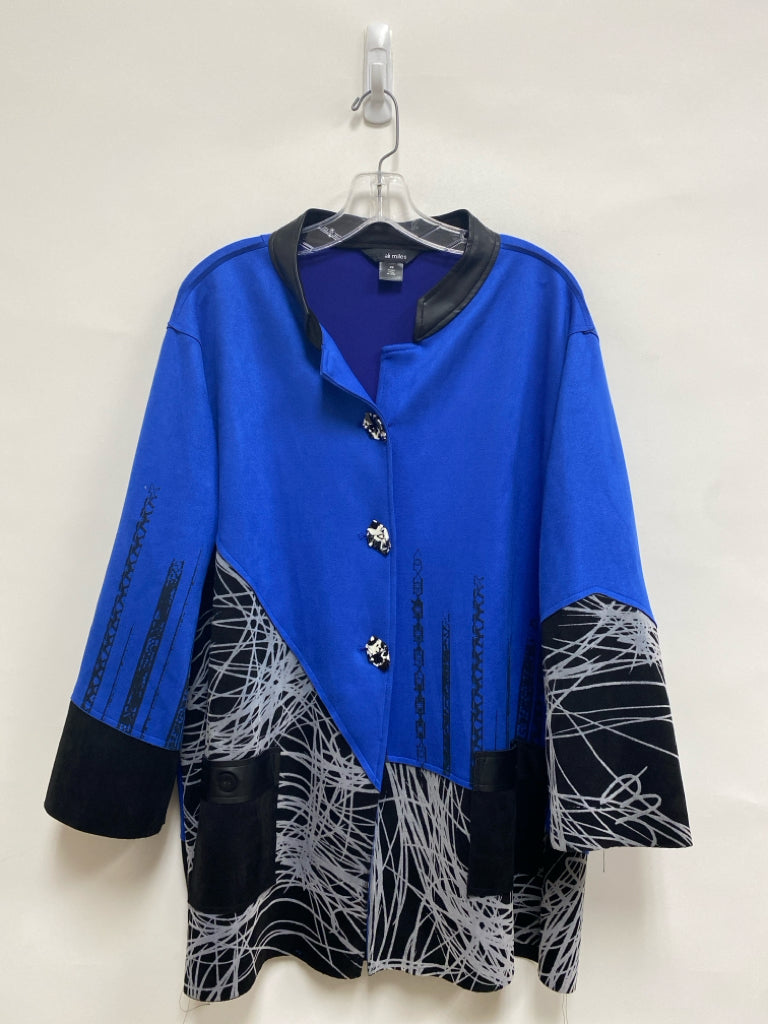 Ali Miles Size 2X Royal Blue Black/Gray Plus Size Jacket