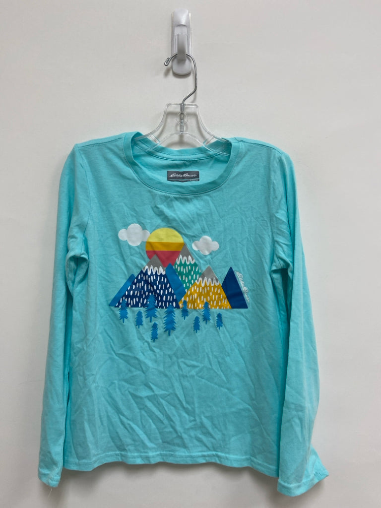 Eddie Bauer SIZE 10/12 Aqua Multi Color Landscape Long Sleeve Tee Girl&