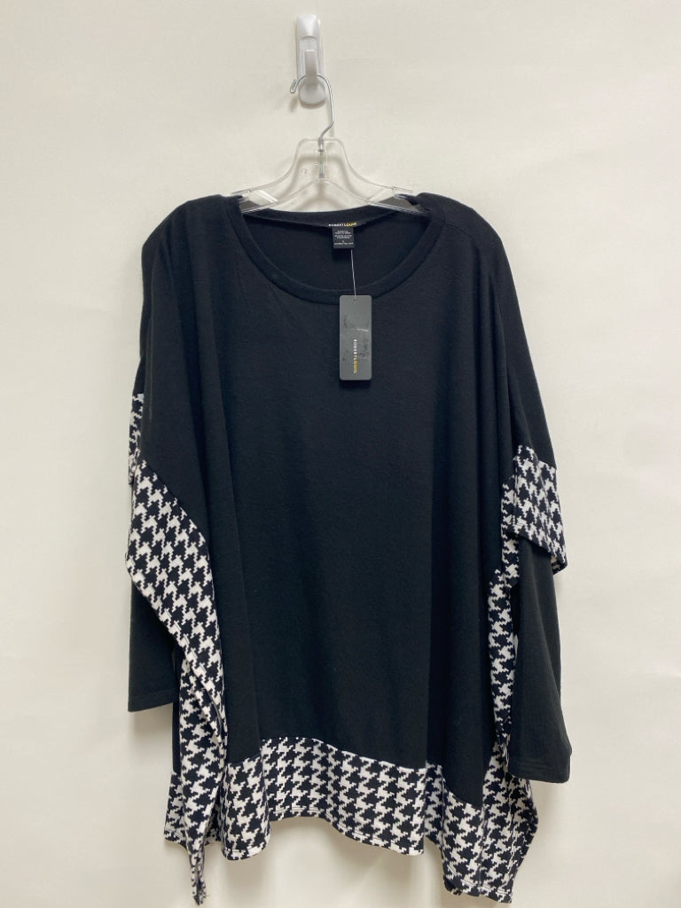 NWT ROBERT LOUIS Size L Black White Houndstooth Ladies Top