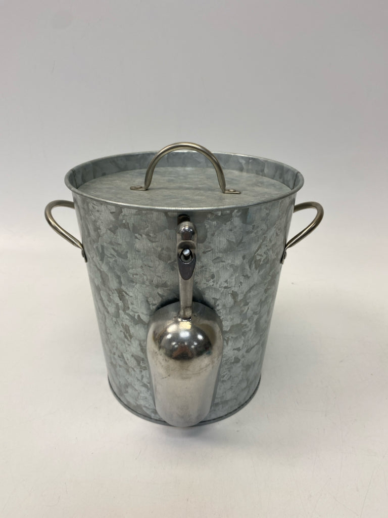 Silver Galvanized Metal Ice Bucket