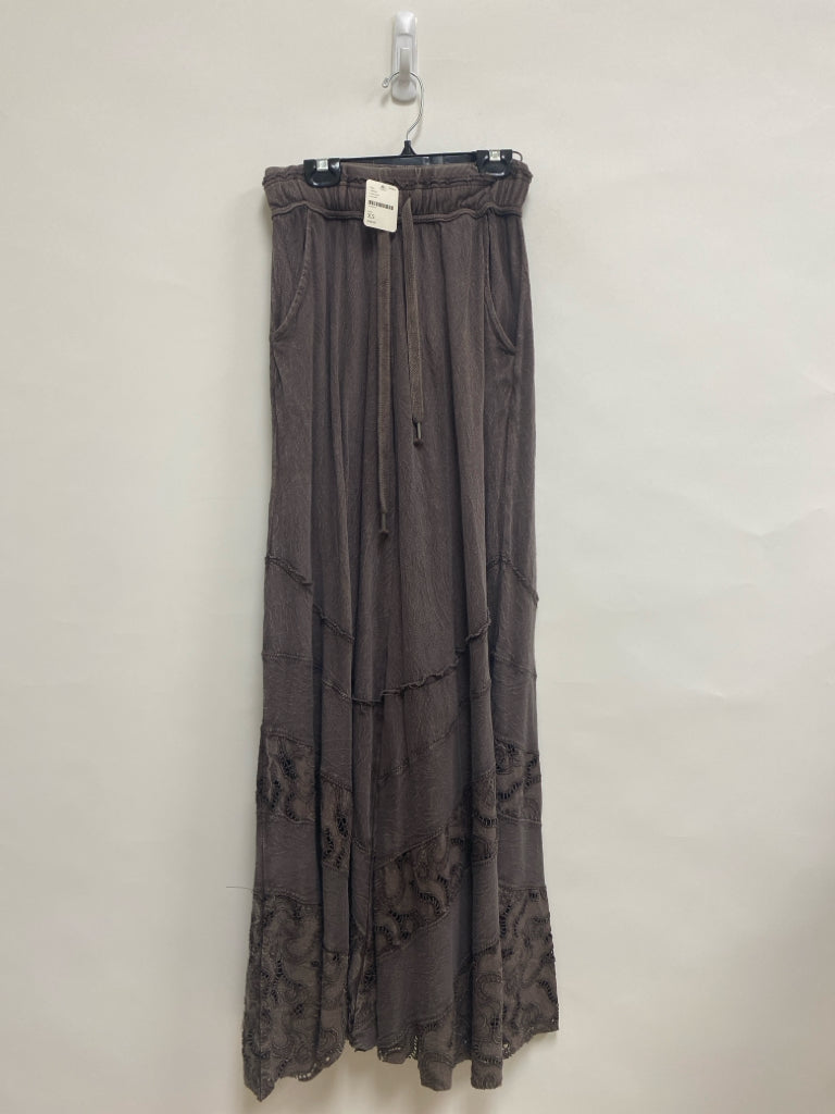 NWT Free People Size XS Faded Brown Texture Wide Leg Ladies Pants