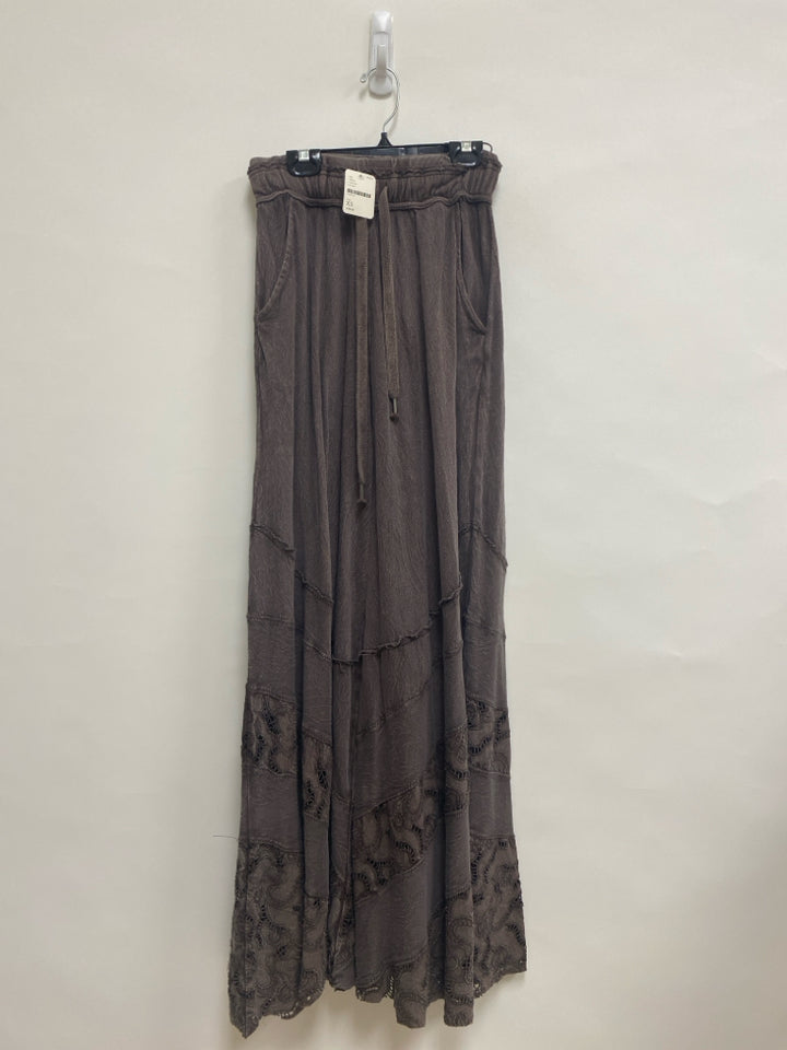 NWT Free People Size XS Faded Brown Texture Wide Leg Ladies Pants