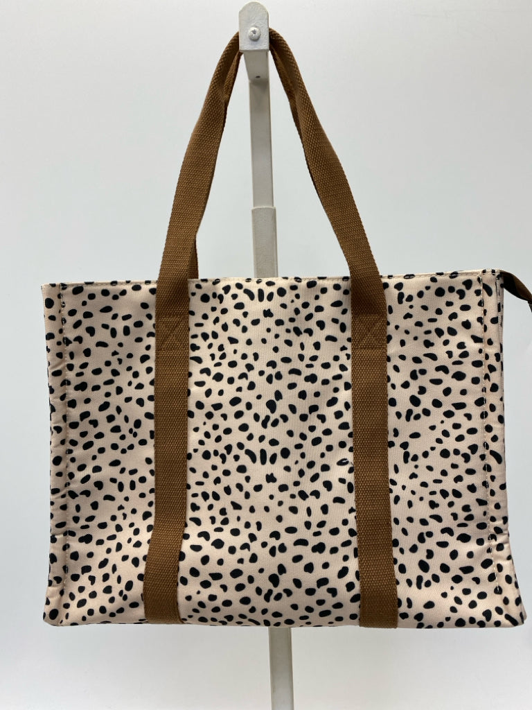 Tan Black Animal Print Tote Bag