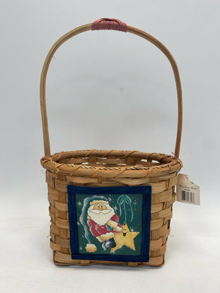 NWT Brown Blue/Multi Santa Rattan Christmas