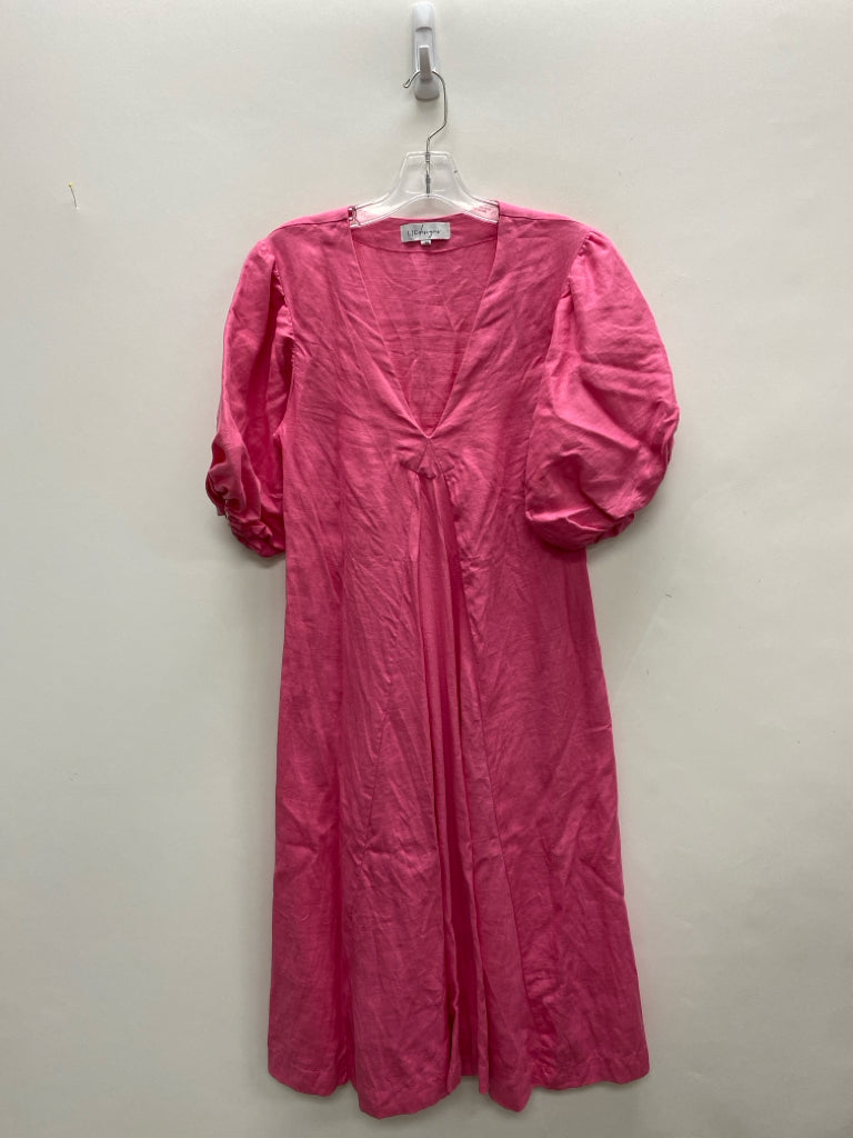 LJC designs Size XS Pink Puff Sleeve Linen Ladies Dress
