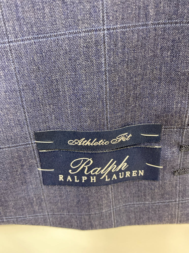 NWT Ralph Lauren Size 44R Dark Blue Windowpane Wool Men&