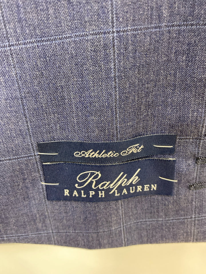 NWT Ralph Lauren Size 44R Dark Blue Windowpane Wool Men&
