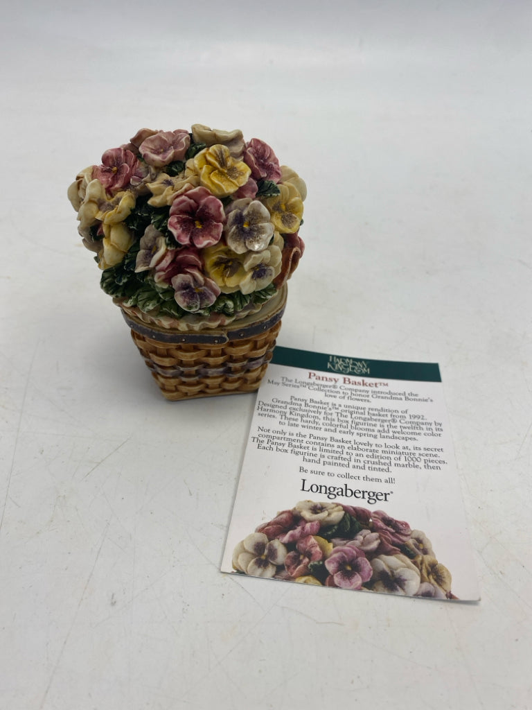 Longaberger Harmony Kingdom Pansy Basket Mini Trinket  Box