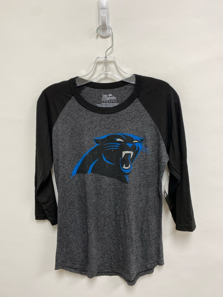 NWT Majestic Size M Black Charcoal/Blue Carolina Panthers Ladies Top