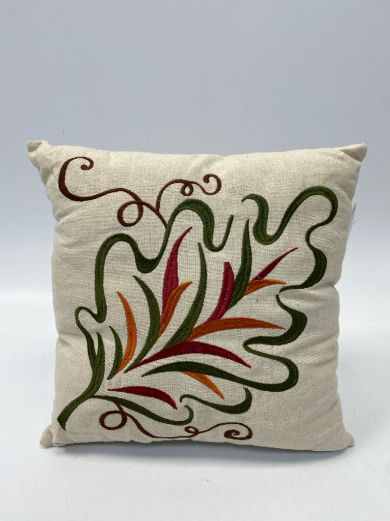 Natural Green/Multi Leaves Pillow