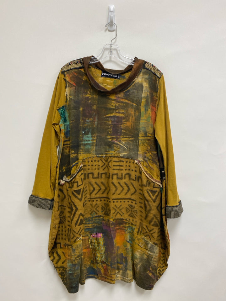 Roots and Wings Size OSFM Brown/Multi Abstract Tunic Ladies Dress