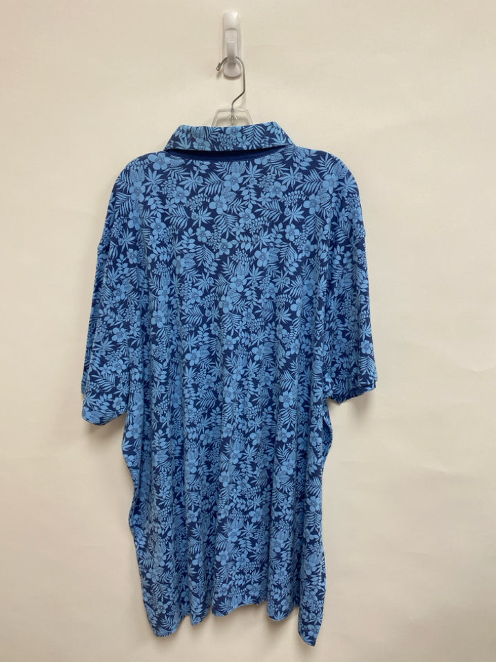 NWT Nautica Size 4X Navy Blue Floral Polo Men&