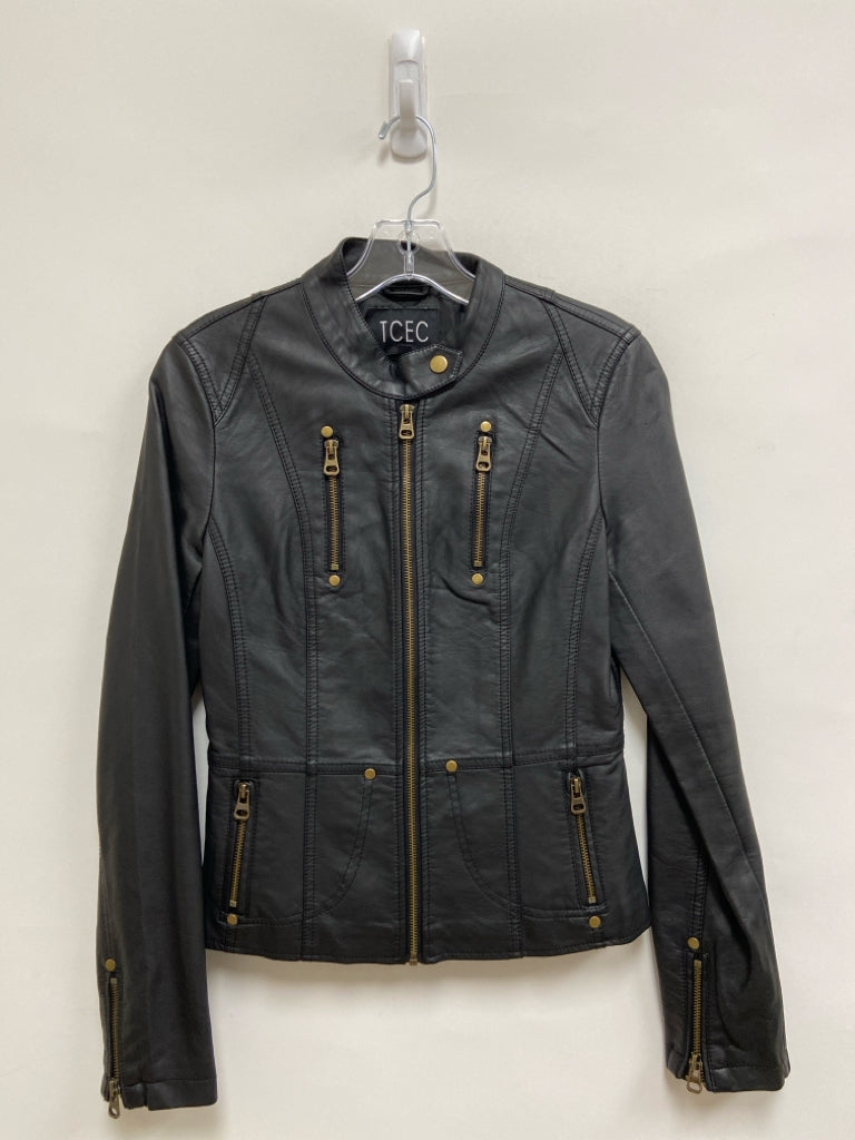 TCEC Size S Black Zip Down Faux Leather Ladies Jacket