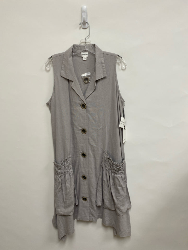 NWT For Cynthia Brand Size M Pale Gray Sleeveless Linen Blend Ladies Dress