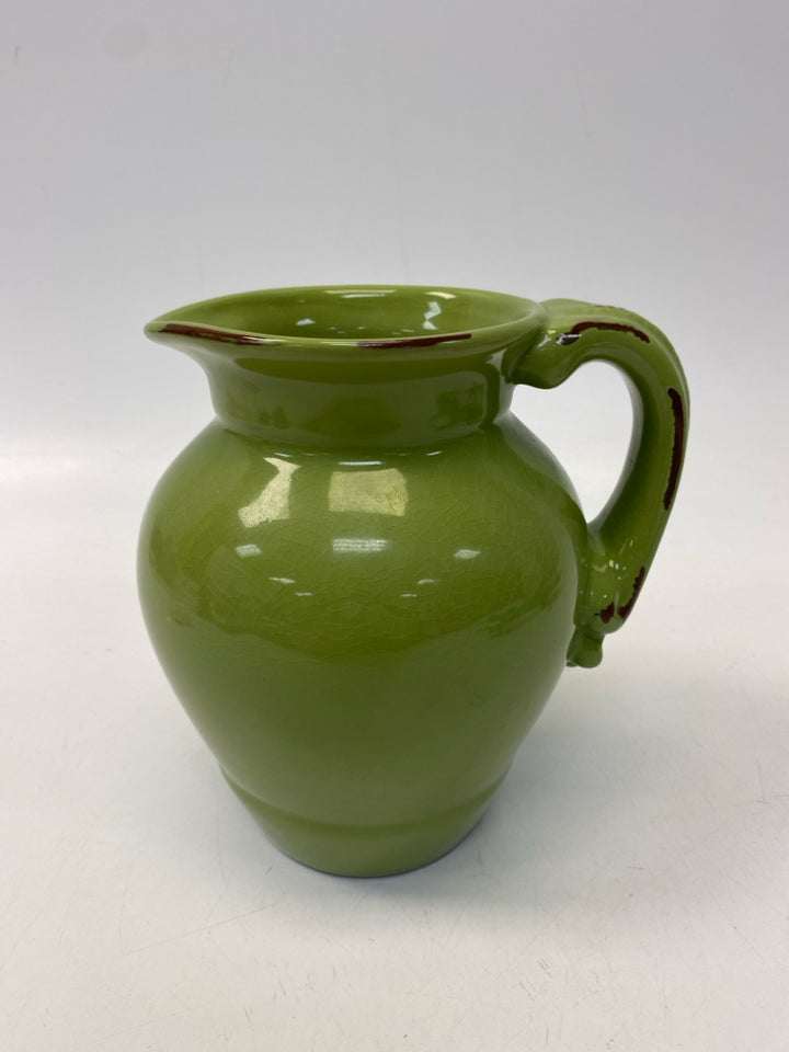Lime Green Distressed Ceramic Pitcher