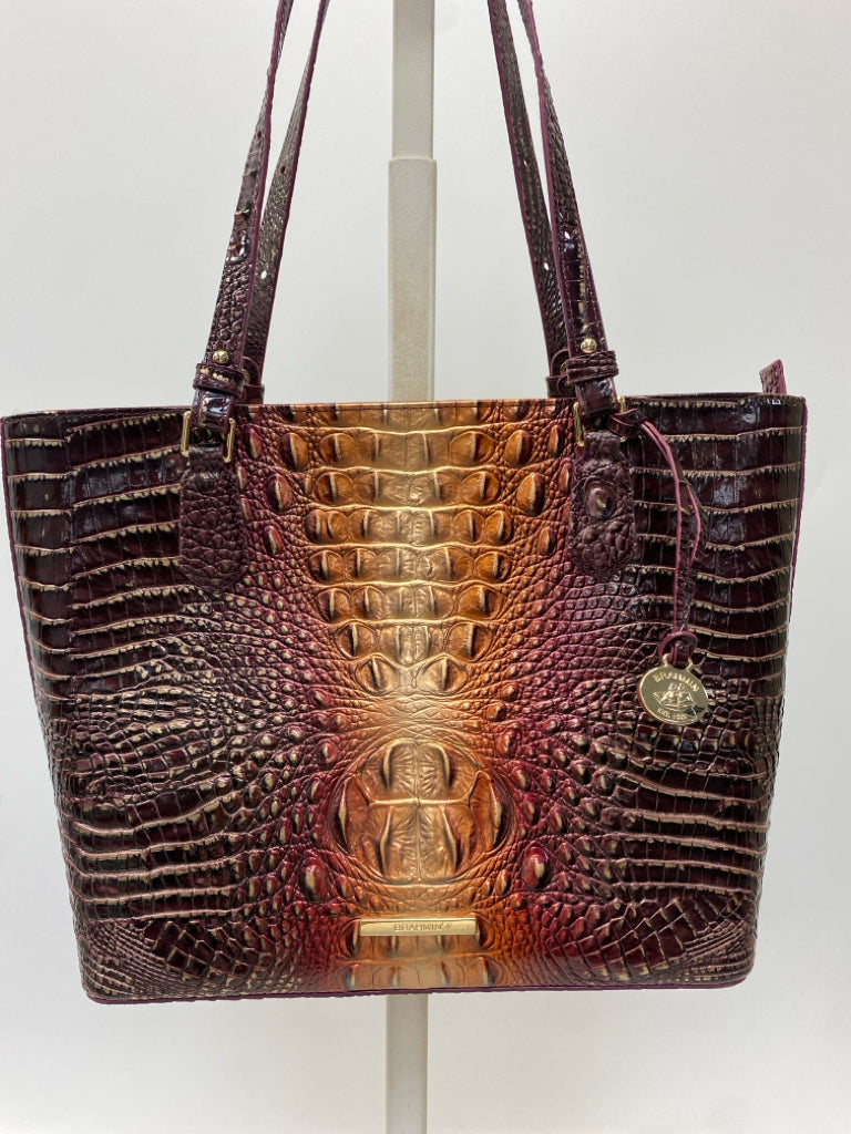 Brahmin Purple Coral Embossed Handbag