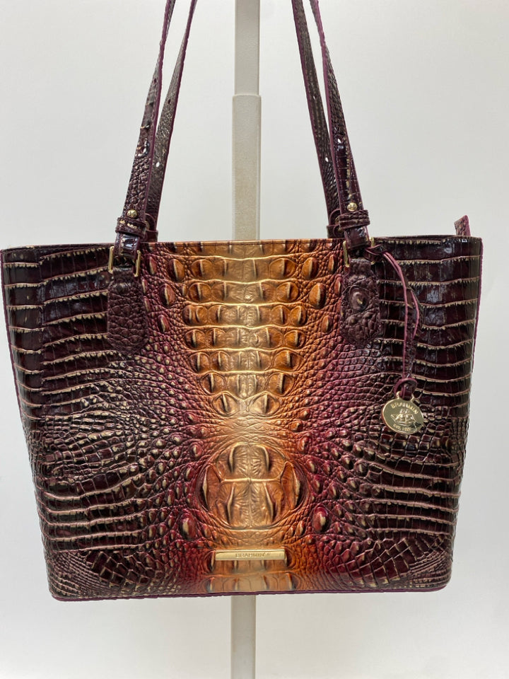 Brahmin Purple Coral Embossed Handbag