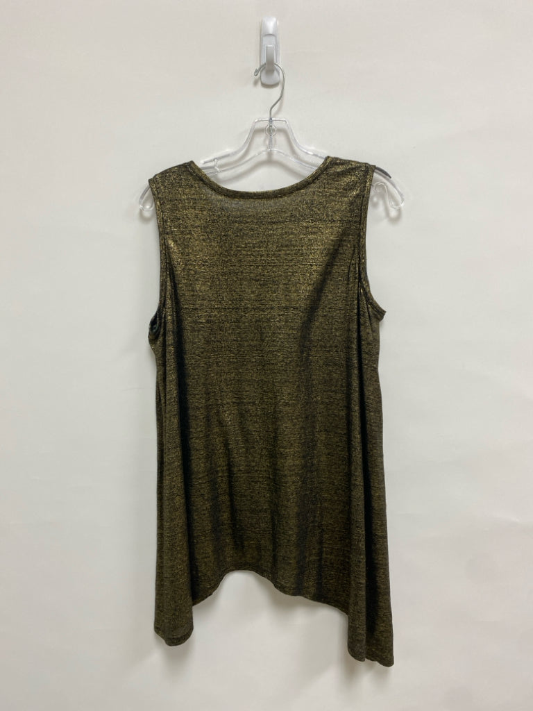 Eileen Fisher Size M Black/Gold Sleeveless Linen Ladies Top