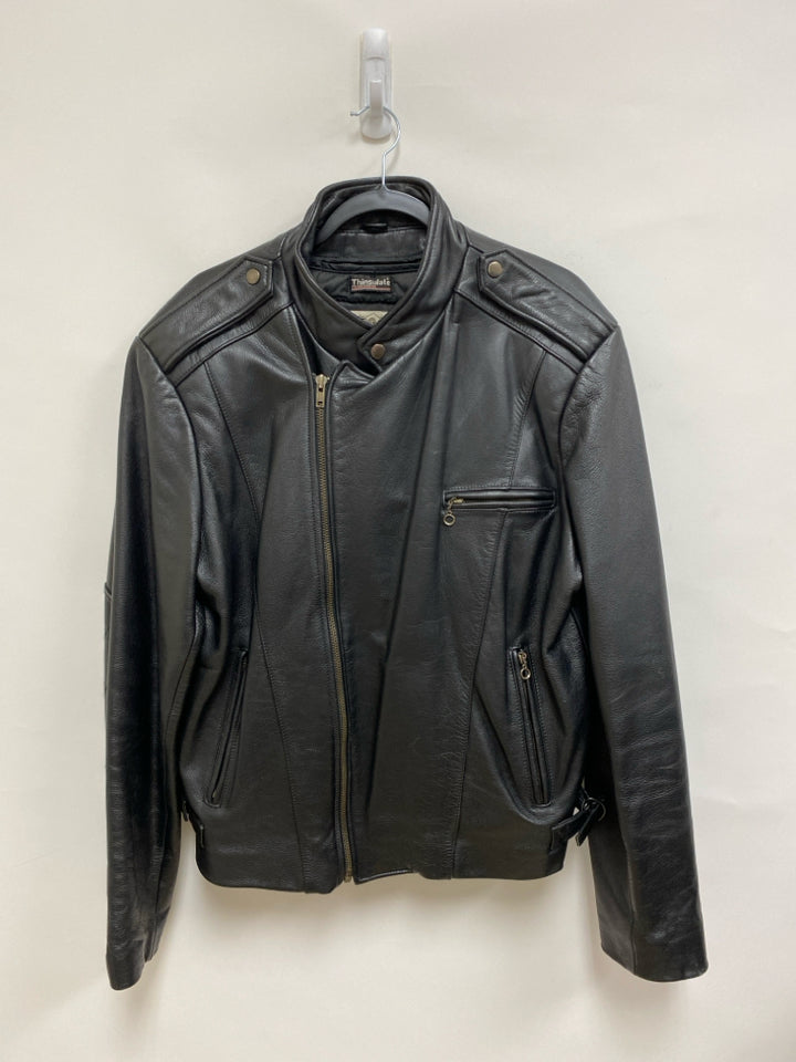 Wilsons Leather Size 42 Black Zip Down Leather Men&