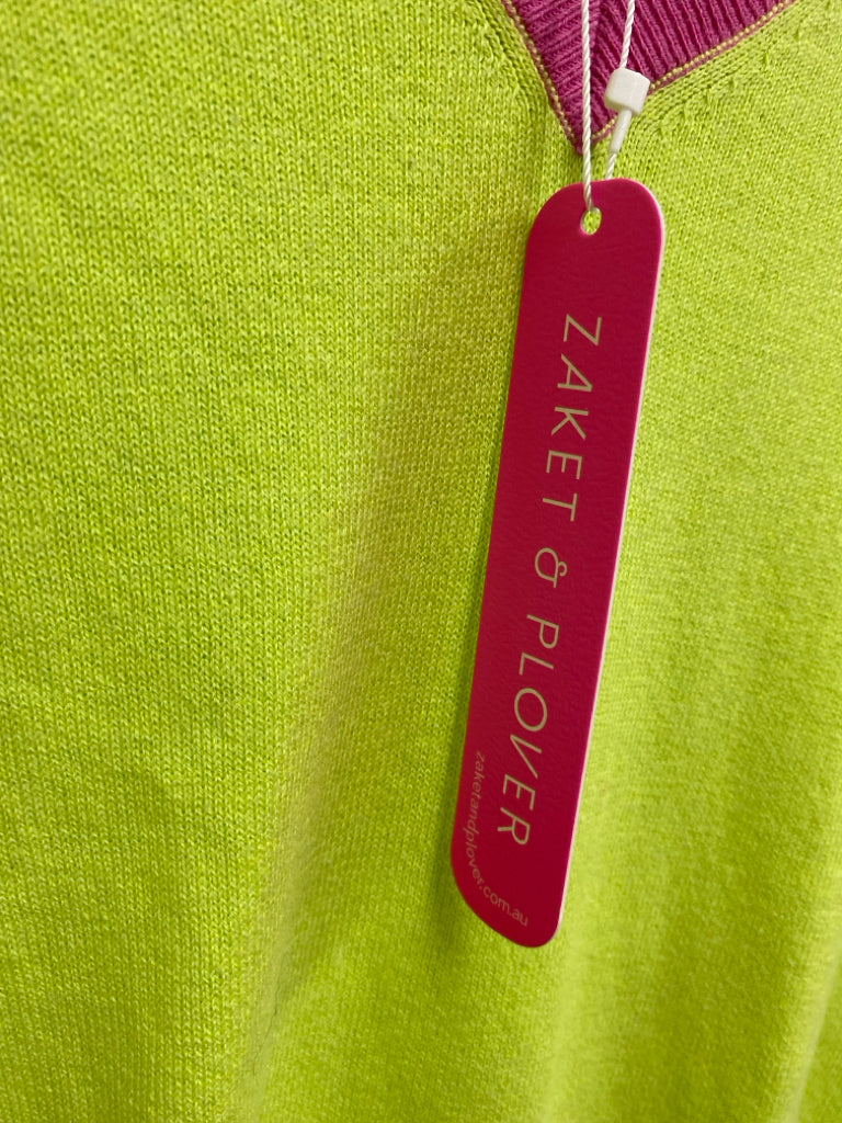 NWT ZAKET&amp;PLOVER Size XS Lime Green Blue/Pink Ladies Sweater