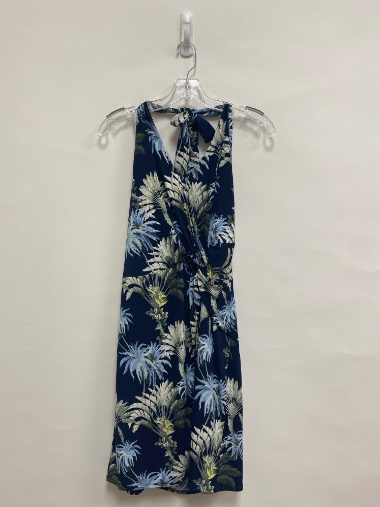 NWT Tommy Bahama Size XL Navy Sage/Blue Palm Trees Halter Ladies Dress
