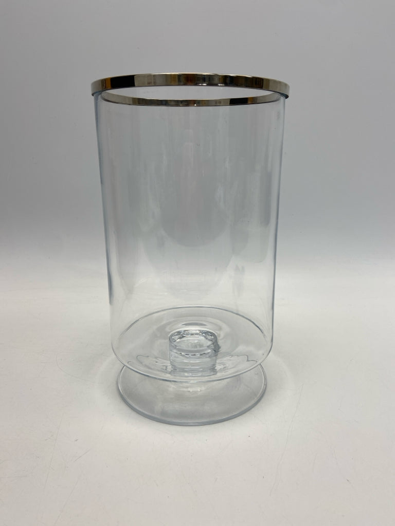 Crate/Barrel Clear Silver Candleholder(s)