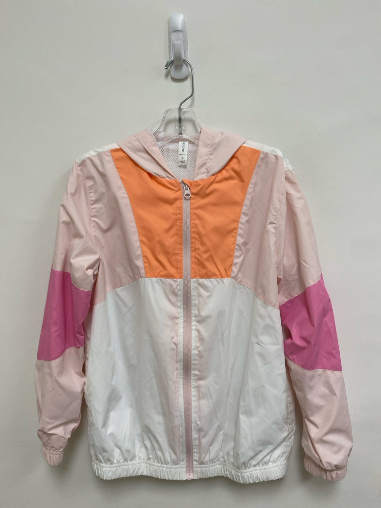 ideology SIZE L Peach Pink/White Zip Down Hooded Girl&