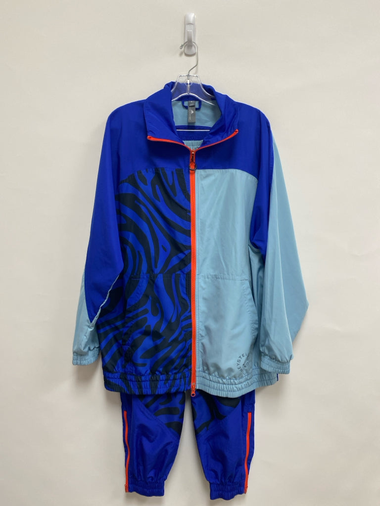 Adidas Size S Royal Blue Black Zebra Print Athletic 2pc