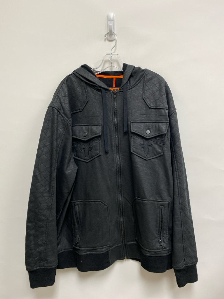 Rock Revival Size 3X Black Texture Zip Down Hooded Men&