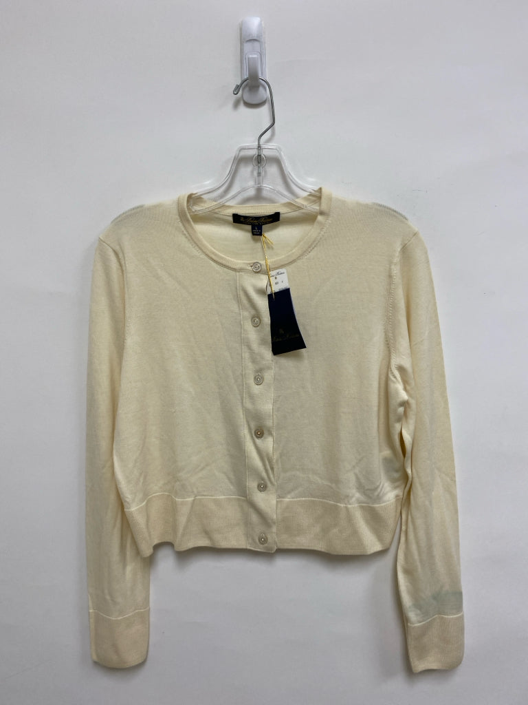 NWT Brooks Brothers Size L Cream Cardigan Merino Ladies Sweater