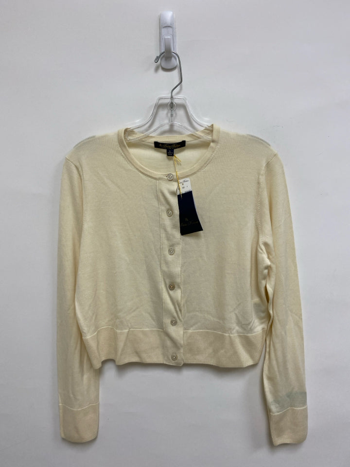 NWT Brooks Brothers Size L Cream Cardigan Merino Ladies Sweater