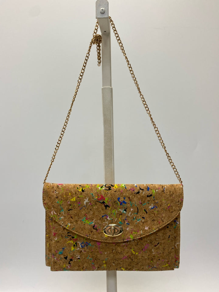 Brown Multi-Color Cork Handbag