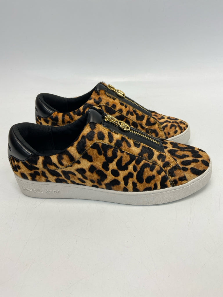Michael Kors  Size 7.5 Brown Black Animals Faux Fur Sneakers